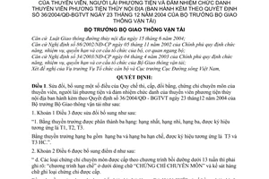 Quyết định 38/2006/QĐ-BGTVT Quy chế thi, cấp, đổi bằng, chứng chỉ chuyên môn thuyền viên phương tiện thủy nội địa sửa đổi 36/2004/QĐ-BGTVT