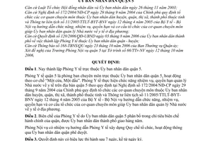 Quyết định 33/2006/QĐ-UBND thành lập phòng y tế quận 5
