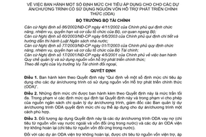 Quyết định 61/2006/QĐ-BTC định mức chi tiêu áp dụng dự án sử dụng nguồn vốn Hỗ trợ phát triển chính thức ODA