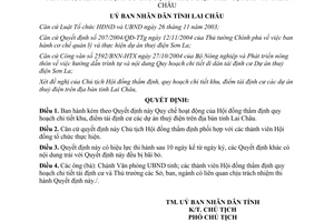 Quyết định 65/2006/QĐ-UBND quy hoạch chi tiết khu điểm tái định cư dự án thuỷ điện Lai Châu