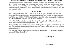 Nghị quyết 42/2006/NQ-HĐND thu chi năm học 2006 - 2007 của ngành giáo dục quận Phú Nhuận Quận Phú Nhuận