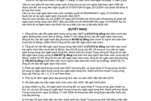 Nghị quyết 69/2006/NQ-QH11 phân bố ngân sách trung ương 2007