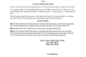 Quyết định 2236/2006/QĐ-UBND Quy chế công nhận danh hiệu trong phong trào