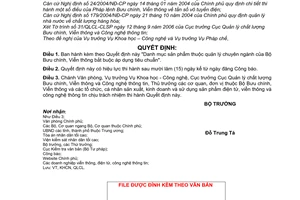 Quyết định 46/2006/QĐ-BBCVT Danh mục sản phẩm quản lý chuyên ngành Bộ Bưu chính, Viễn thông bắt buộc áp dụng tiêu chuẩn