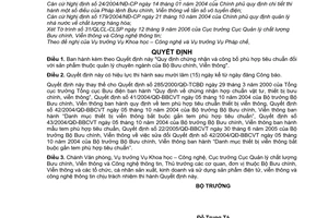 Quyết định 44/2006/QĐ-BBCVT chứng nhận công bố phù hợp tiêu chuẩn sản phẩm thuộc quản lý chuyên ngành Bộ Bưu chính, Viễn thông