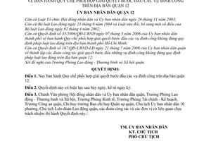 Quyết định 180/2006/QĐ-UBND quy chế phối hợp giải quyết đình công Quận 12