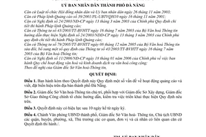 Quyết định 101/2006/QĐ-UBND hoạt động quảng cáo viết, đặt biển hiệu