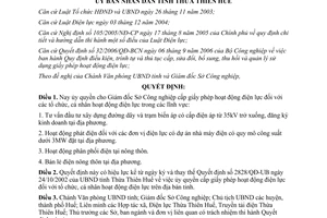 Quyết định 2529/QĐ-UBND ủy quyền cấp giấy phép hoạt động điện lực Thừa Thiên Huế