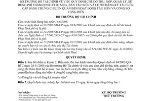 Quyết định 62/2006/QĐ-BTC chế độ thu, nộp,quản lý, sử dụng phí thẩm định hồ sơ mua, bán tàu biển,lệ phí đăng ký,bằng,chứng chỉ sửa đổi 84/2005/QĐ-BTC