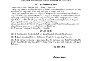Quyết định 14/2006/QĐ-BNV quy chế quản lý hồ sơ cán bộ, công chức
