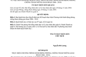 Quyết định 43/2006/QĐ-UBND  kế hoạch thực hiện chương trình hành động phòng, chống tham nhũng 2006 2010