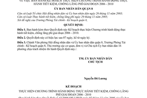 Quyết định 42/2006/QĐ-UBND kế hoạch thực hiện chương trình hành động thực hành tiết kiệm, chống lãng phí  2006  2010