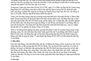 Chỉ thị 06-CT/TW tổ chức cuộc vận động học tập làm theo tấm gương đạo đức Hồ Chí Minh