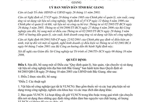 Quyết định 69/2006/QĐ-UBND quản lý vận chuyển sử dụng vật liệu nổ công nghiệp Bắc Giang