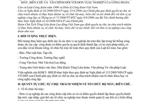 Quyết định 1684/QĐ-TLĐ quyền tự chủ, tự chịu trách nhiệm thực hiện nhiệm vụ, tổ chức bộ máy, biên chế tài chính đơn vị sự nghiệp công đoàn