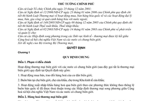 Quyết định 254/2006/QĐ-TTg quản lý hoạt động thương mại biên giới với nước chung biên giới
