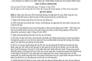 Quyết định 1459/QĐ-TTg chính sách hỗ trợ phòng, trừ dập dịch rầy nâu, bệnh vàng lùn xoắn lá trên lúa các tỉnh phía Nam từ Đà Nẵng vào