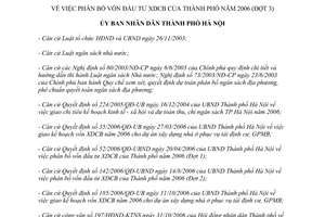 Quyết định 200/2006/QĐ-UBND vốn đầu tư xây dựng cơ bản Hà Nội 2006