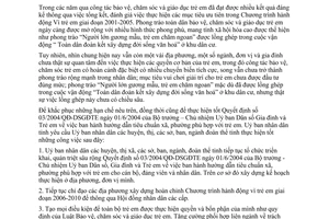 Chỉ thị 23/CT-UBND 2006 xây dựng xã phường phù hợp với trẻ em Bến Tre