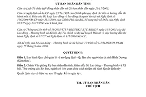 Quyết định 242/2006/QĐ-UBND quản lý sử dụng Quỹ việc làm cho người tàn tật Bình Dương