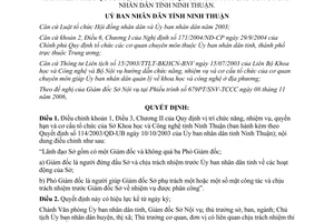 Quyết định 287/2006/QĐ-UBND điều chỉnh Quyết định 114/2003/QĐ-UBND Ninh Thuận