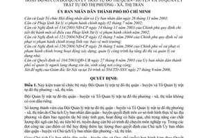 Quyết định 160/2006/QĐ-UBND kiện toàn tổ chức bộ máy Quy chế mẫu tổ chức hoạt động Đội,tổ quản lý trật tự đô thị quận-huyện,xã phường thị trấn