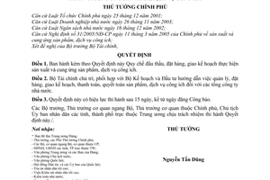 Quyết định 256/2006/QĐ-TTg Quy chế đấu thầu, đặt hàng, giao kế hoạch thực hiện sản xuất và cung ứng sản phẩm, dịch vụ công ích