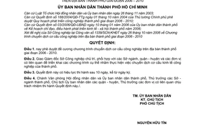 Quyết định 164/2006/QĐ-UBND Đề cương Chương trình chuyển dịch cơ cấu kinh tế công nghiệp thành phố 2006-2010
