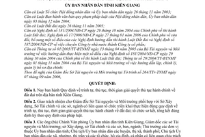 Quyết định 40/2006/QĐ-UBND trình tự, thủ tục, thời gian giải quyết thủ tục hành chính đất đai trên địa bàn tỉnh Kiên Giang