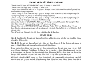 Quyết định 43/2006/QĐ-UBND Bộ đơn giá xây dựng công trình - phần xây dựng