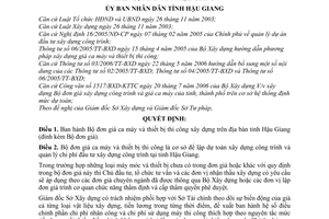 Quyết định 40/2006/QĐ-UBND  Bộ đơn giá ca máy và thiết bị thi công xây dựng