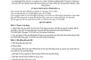 Quyết địn 73/2006/QĐ-UBND quy chế đấu giá quyền sử dụng đất,giao đất có thu tiền sử dụng đất ,cho thuê đất hướng dẫn 216/2005/QĐ-TTg