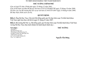 Quyết định 1488/QĐ-TTg  ông Hà Học Trạc, Chủ tịch Hội đồng quốc gia Chỉ đạo biên soạn Từ điển bách khoa Việt Nam nghỉ hưu