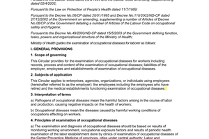 Decision No. 12/2006/QD-BYT guiding examination of occupational diseases