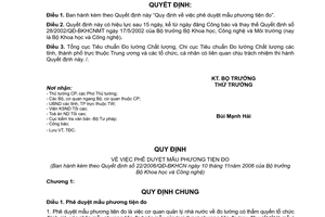 Quyết định 22/2006/QĐ-BKHCN  phê duyệt mẫu phương tiện đo