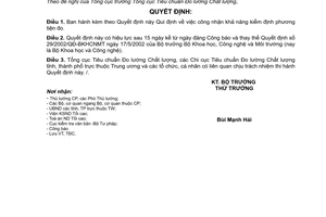 Quyết định 20/2006/QĐ-BKHCN công nhận khả năng kiểm định phương tiện đo