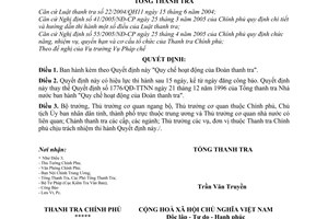 Quyết định 2151/2006/QĐ-TTCP Quy chế hoạt động Đoàn thanh tra