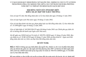 Nghị quyết 67/2006/NQ-HĐND phân cấp nguồn thu chi tỷ lệ phần trăm phân ngân sách địa phương Điện Biên