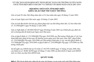 Nghị quyết 69/2006/NQ-HĐND định mức phân bổ dự toán chi thường xuyên ngân sách Điện Biên 2007