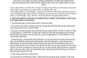 Thông tư 06/2006/TT-BTS chính sách khuyến khích phát triển nuôi trồng thuỷ hải sản trên biển hải đảo hướng dẫn 126/2005/QĐ-TTg
