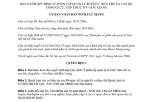 Quyết định 71/2006/QĐ-UBND phân cấp quản lý tổ chức biên chế cán bộ công chức viên chức Bắc Giang