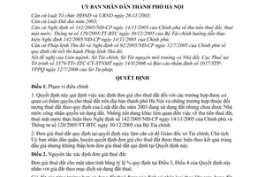 Quyết định 201/2006/QĐ-UBND xác định đơn giá cho thuê đất trên địa bàn thành phố Hà Nội