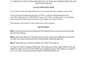 Quyết định 539/QĐ-UBND 2006 đảm bảo trật tự an toàn giao thông Tuyên Quang