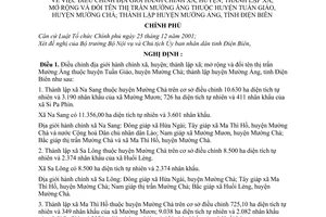 Nghị định 135/2006/NĐ-CP điều chỉnh địa giới hành chính xã huyện thành lập xã mở rộng đổi tên thị trấn Mường Ẳng Tuần Giáo Mường Chà tỉnh Điện Biên