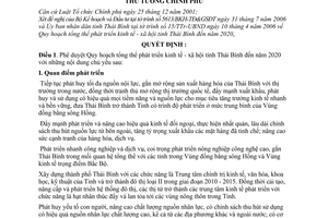 Quyết định 262/2006/QĐ-TTg Quy hoạch tổng thể phát triển kinh tế - xã hội tỉnh Thái Bình đến 2020