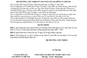 Quyết định 03/2006/QĐ-DSGĐTE Chương trình hành động Ủy ban Dân số, Gia đình Trẻ em thực hành tiết kiệm, chống lãng phí 2006-2010
