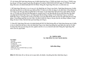 Công văn 10548/NHNN-CNH thành lập công ty ngân hàng