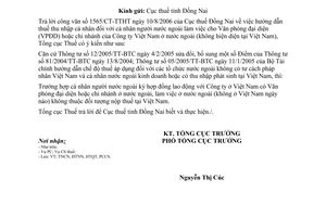 Công văn 4618/TCT-TNCN hướng dẫn thuế thu nhập cá nhân người nước ngoài không hiện diện tại Việt Nam