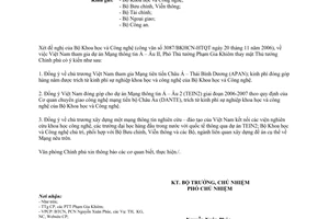 Công văn 7289/VPCP-QHQT tham gia Mạng thông tin Á – Âu II của Việt Nam