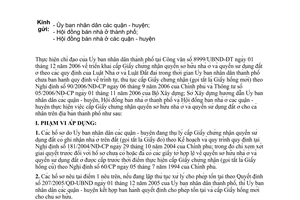 Công văn 11587/SXD-CCQNĐ hướng dẫn tạm thời công tác cấp Giấy chứng nhận quyền sở hữu nhà ở và quyền